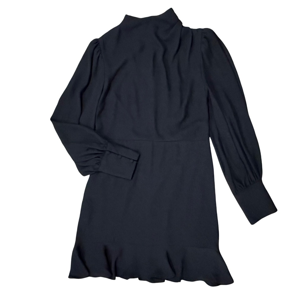 EXPRESS Black Mock Neck Ruffle Hem‎ Long Sleeve Dress Women's M